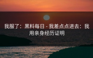 我服了：黑料每日 - 我差点点进去：我用亲身经历证明