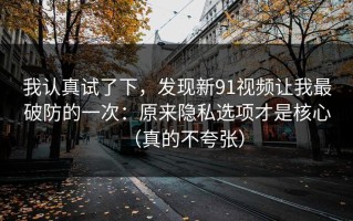 我认真试了下，发现新91视频让我最破防的一次：原来隐私选项才是核心（真的不夸张）