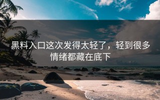 黑料入口这次发得太轻了，轻到很多情绪都藏在底下