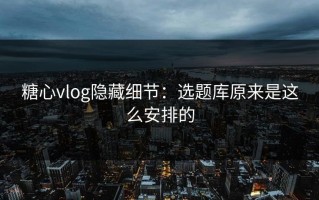 糖心vlog隐藏细节：选题库原来是这么安排的